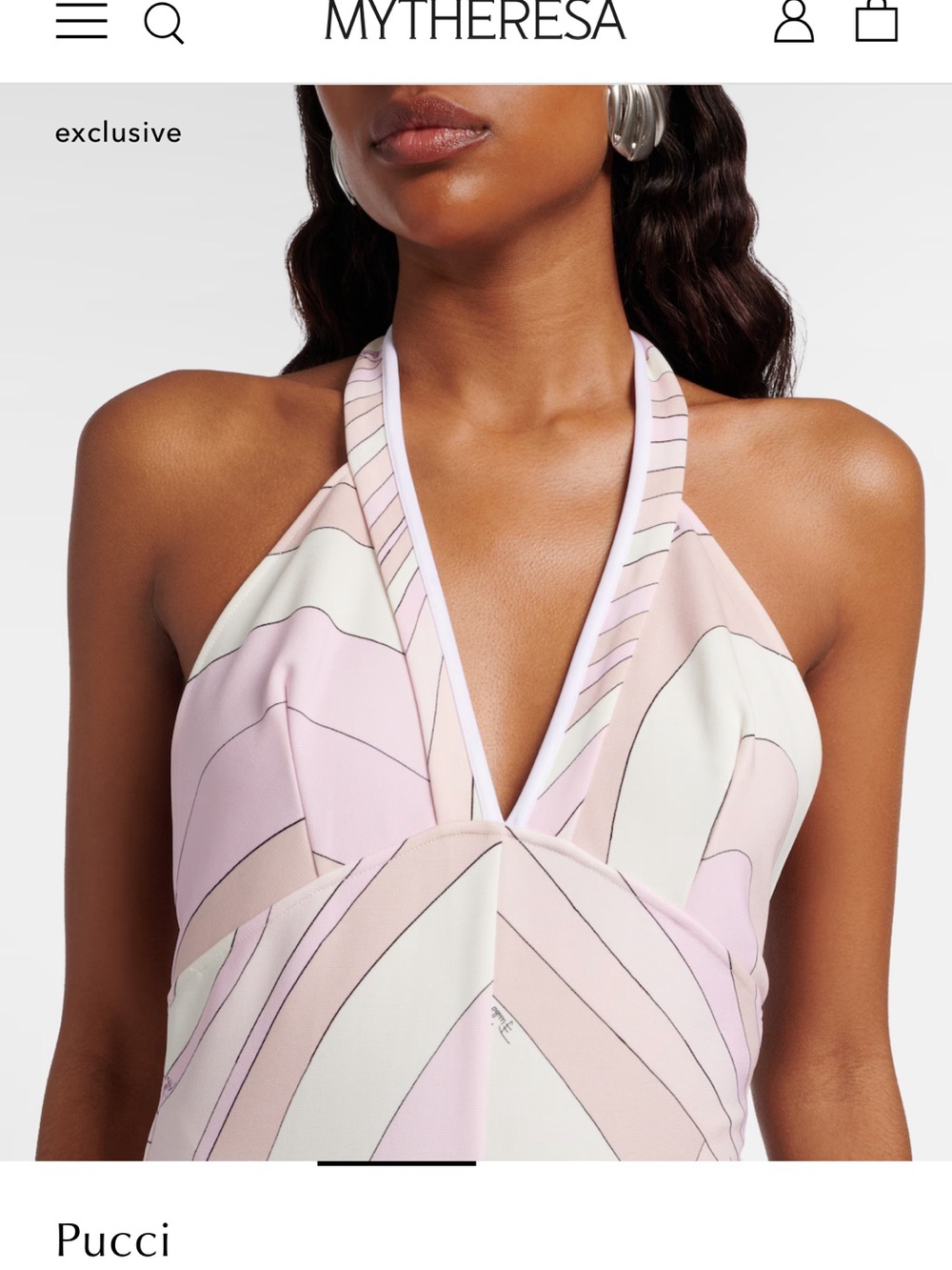 Emilio Pucci Pink & Cream Halter One-Piece - Picture 3 of 3